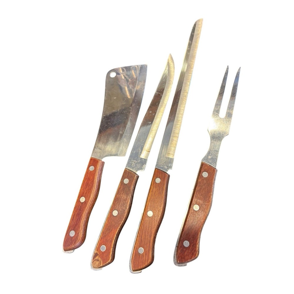 Maxam Stainless Steel Kitchen Knives Vintage Japan‎ Carving 4 Piece